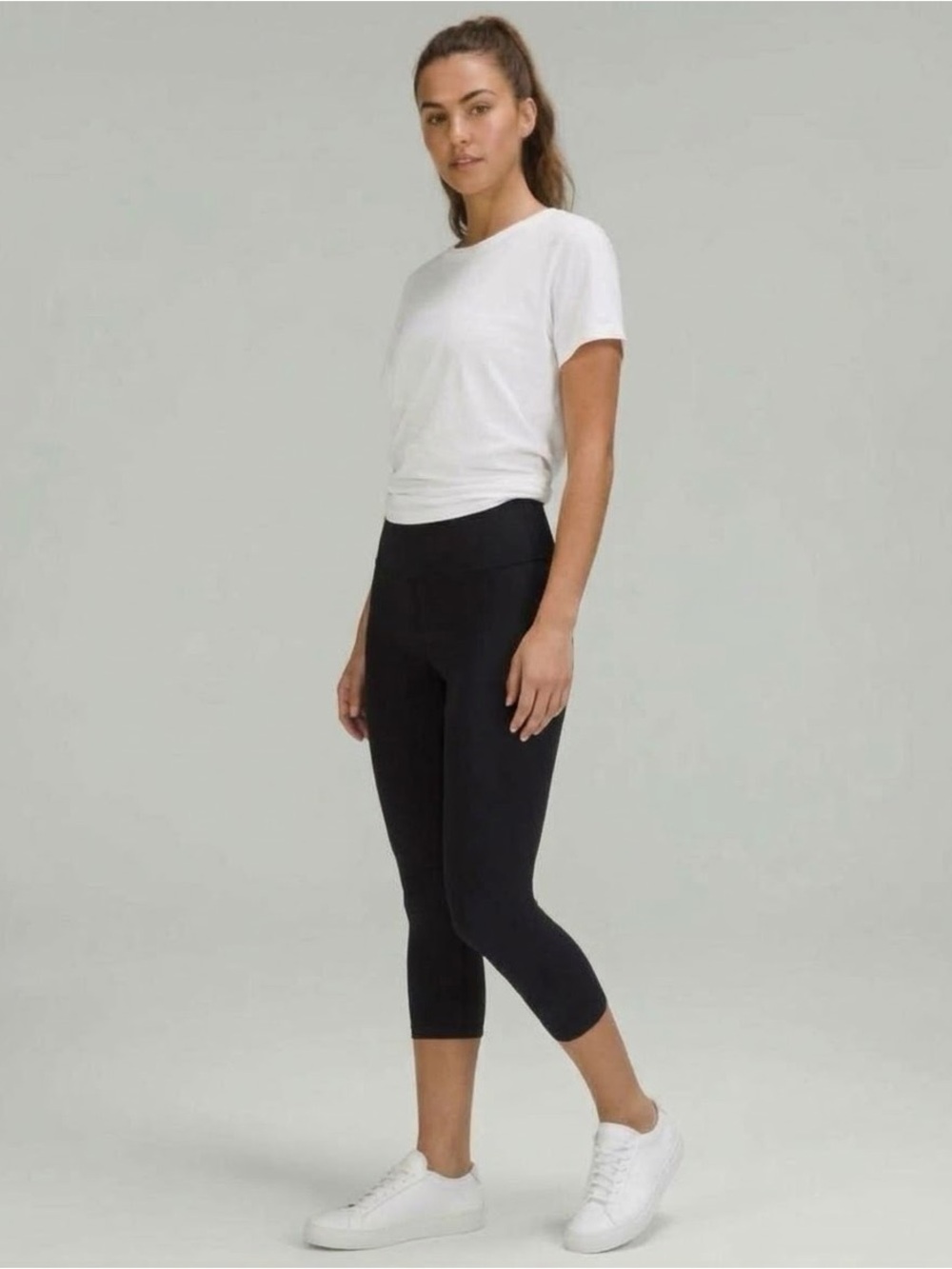 Daily Ritual Women’s Large Black Cotton Blend Cropped Yoga Leggings Pant L